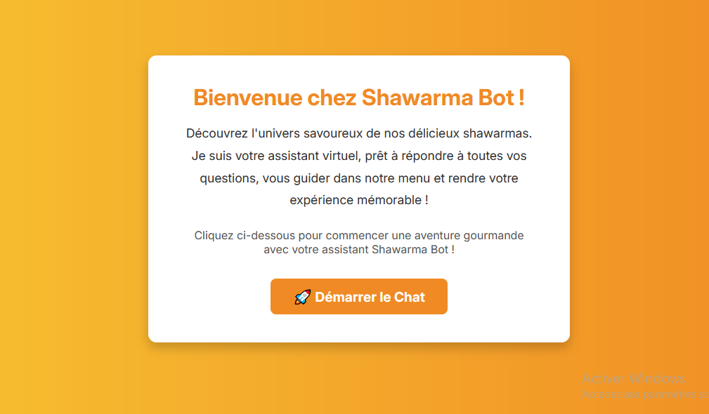 Chatbot basé sur un restaurent de vente de chawarma