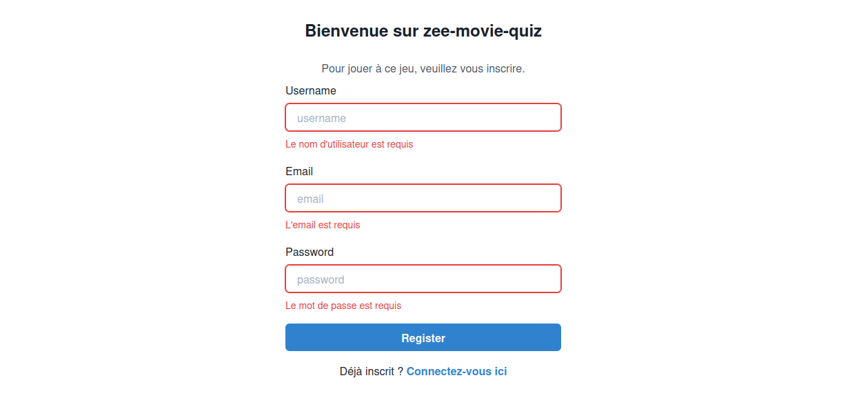Une application de jeux, ZEE-MOVIE-QUIZ